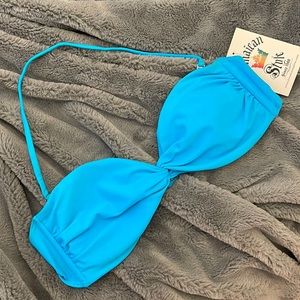Jamaican Style turquoise blue Tie Halter Top Bikini Size L